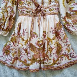 Zimmermann Cassia Plunge Bow Mini Dress 